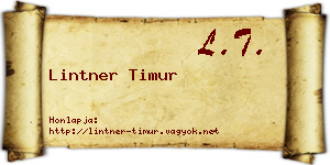 Lintner Timur névjegykártya